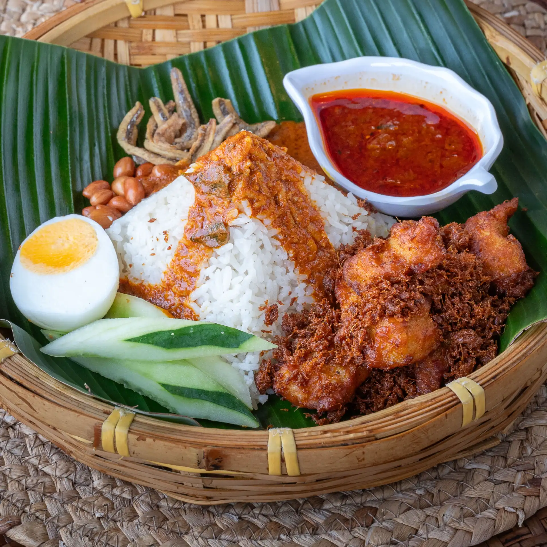 Nasi Lemak Ayam Pop at Nasi Lemak Bamboo