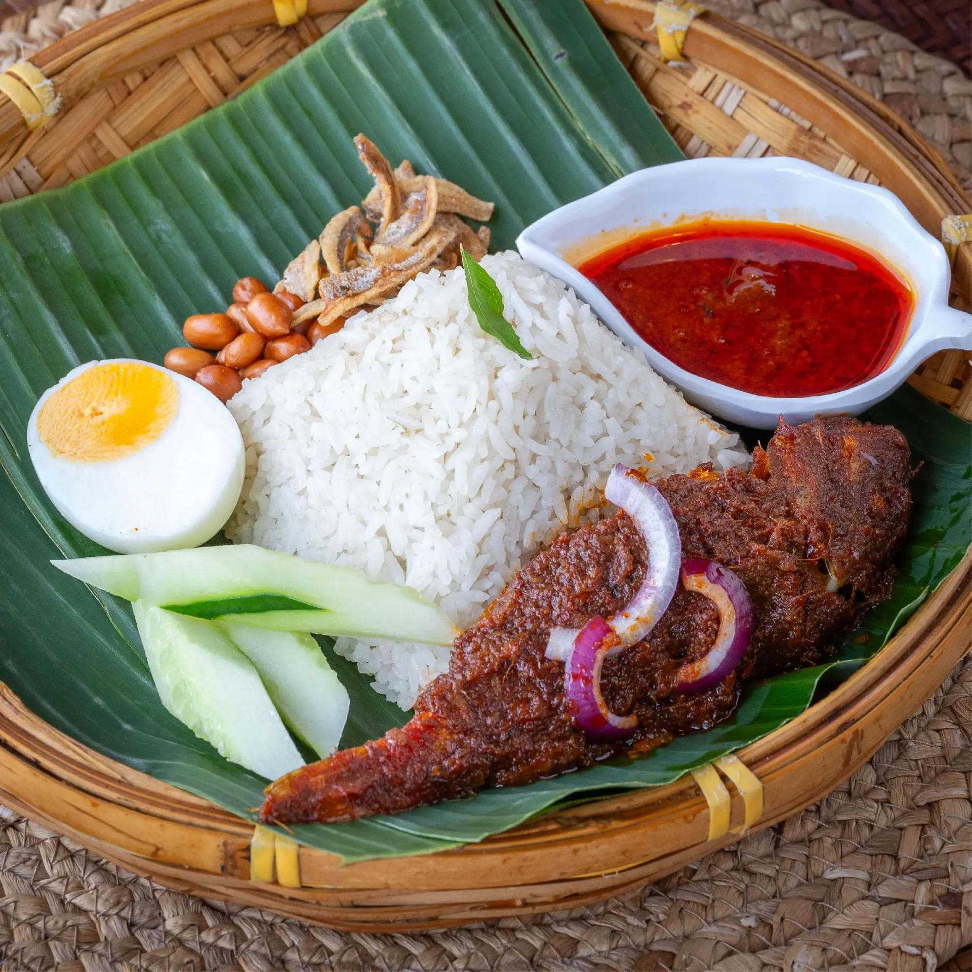 Nasi Lemak Ikan Sambal at Nasi Lemak Bamboo
